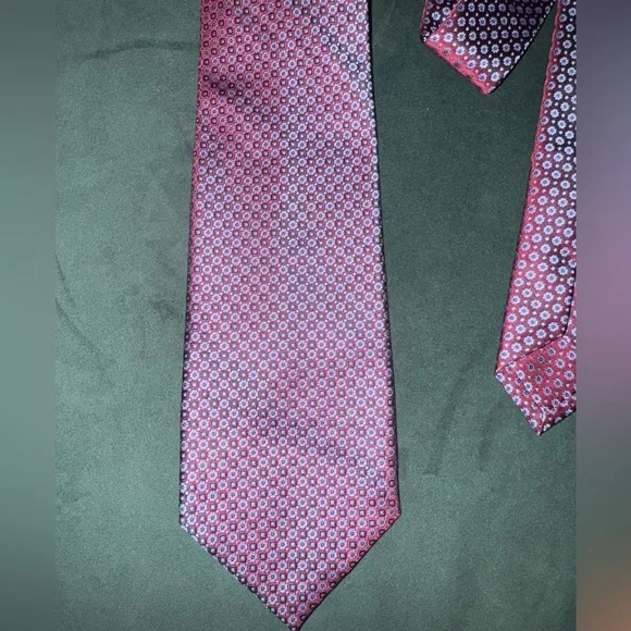 Stefano Ricci Micro-Geometric Silk Tie Burgundy and Blue Patterned Tie - Picture 4 of 7